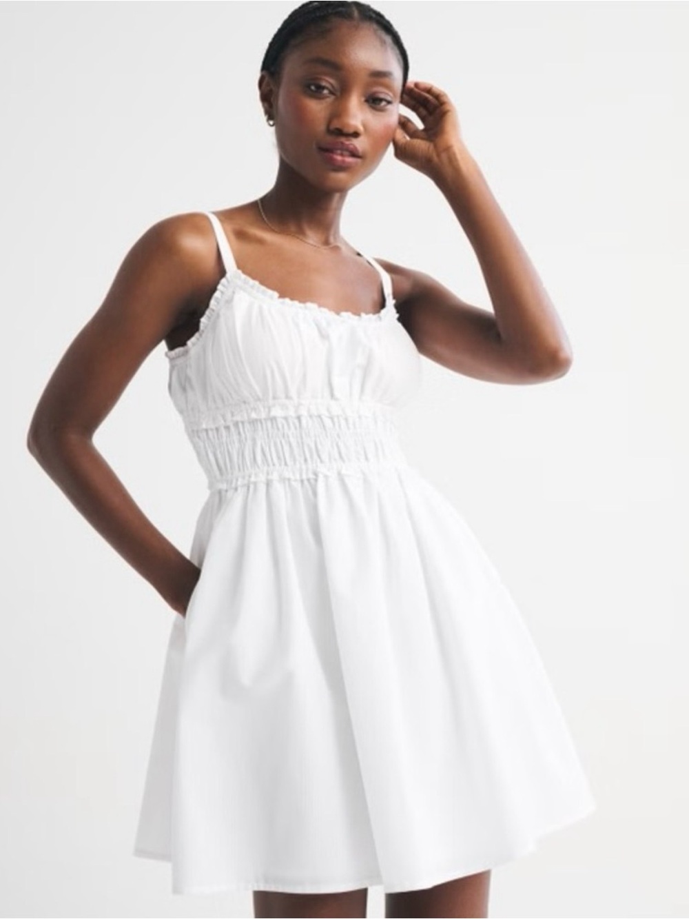NWT Women's White Smocked Waist Sundress